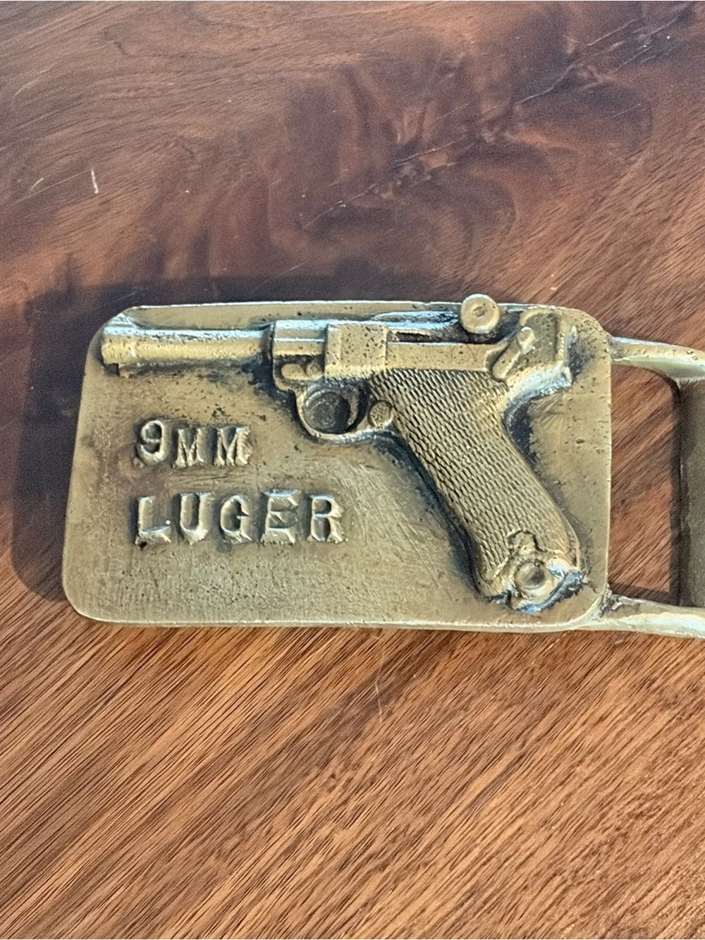 Vintage 9mm Luger Brass Belt Buckle - Brass Finish